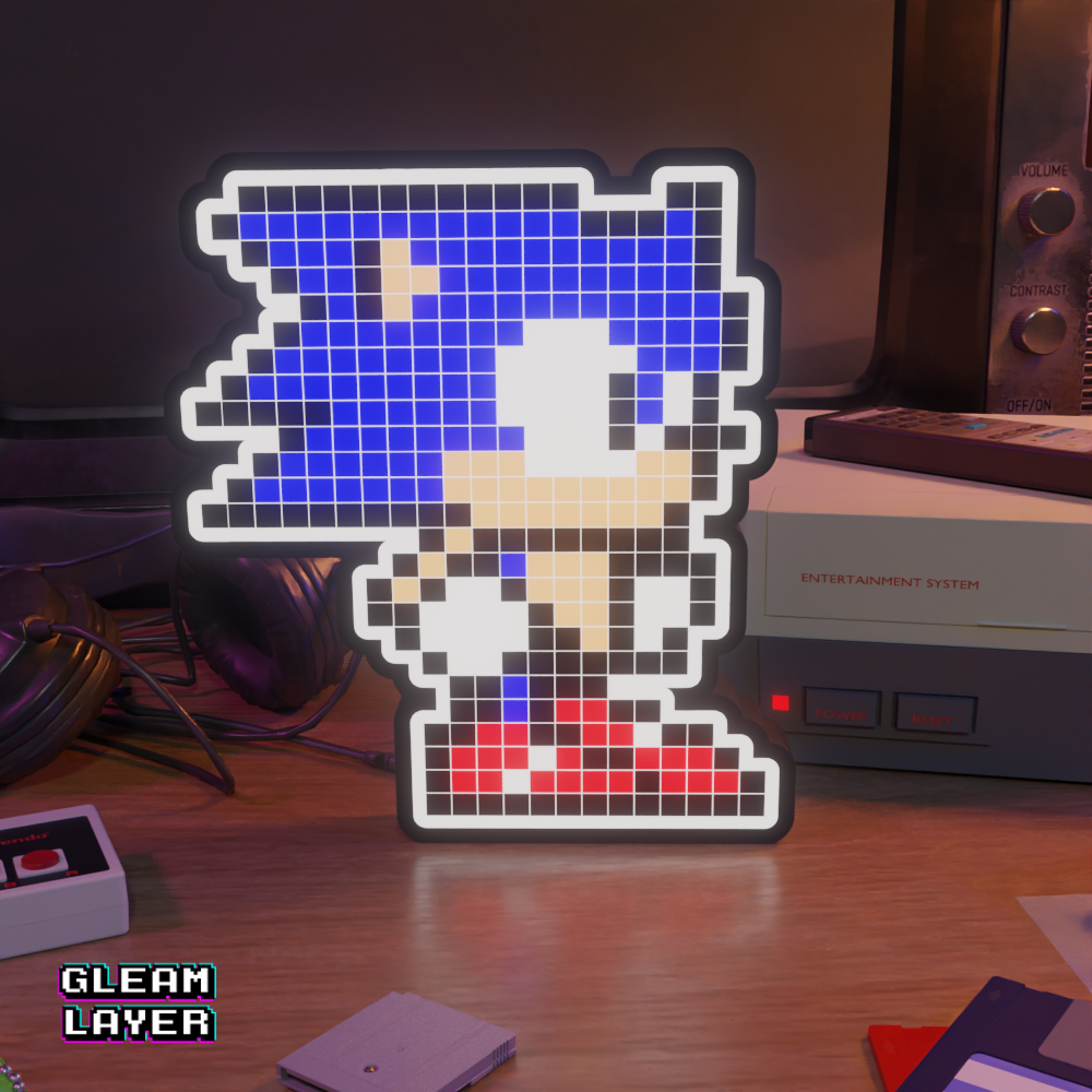 Sonic The Hedgehog 8-bit Pixel Led Lightbox Pixel Art Light