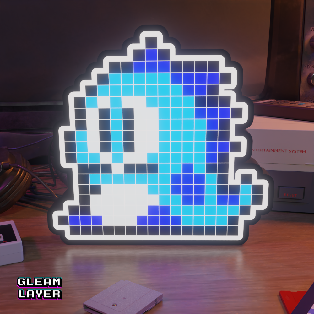 Blue Puzzle Bobble 8-bit Pixel Led Lightbox Pixel Art Light