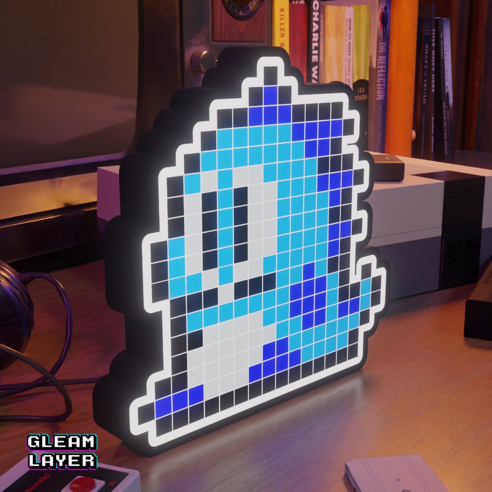 Blue Puzzle Bobble 8-bit Pixel Led Lightbox Pixel Art Light