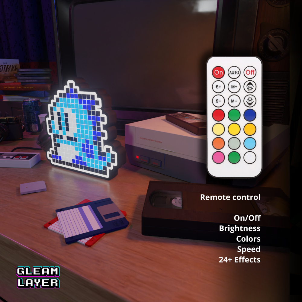 Blue Puzzle Bobble 8-bit Pixel Led Lightbox Pixel Art Light