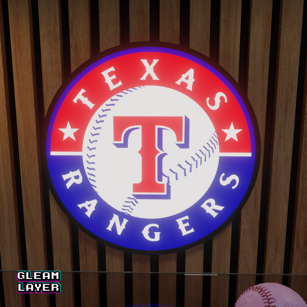 Texas Rangers Led Light Box MLB Sports Bar Major League Baseball Wall Sign