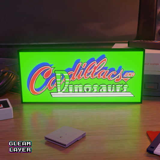Cadillacs and Dinosaurs Led Arcade Gaming Lightbox Light Sign