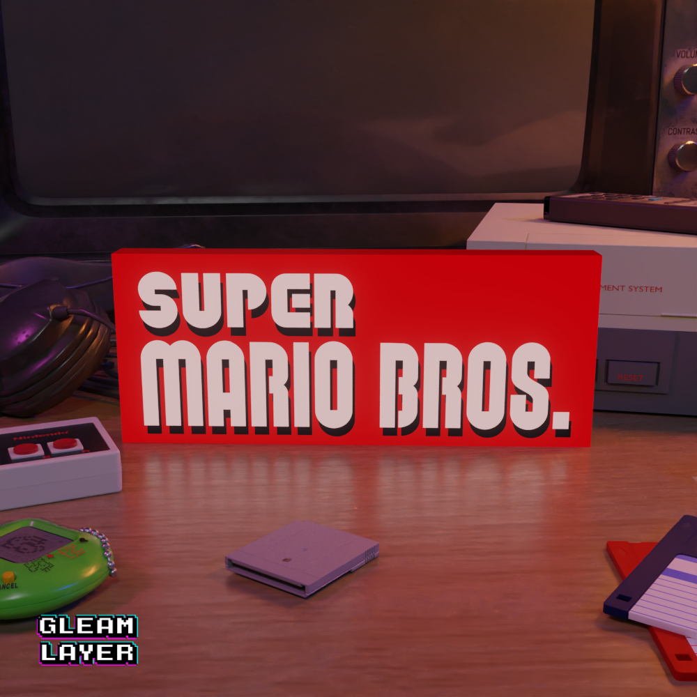Super Mario Bros Led Retro Logo Gaming Light Sign