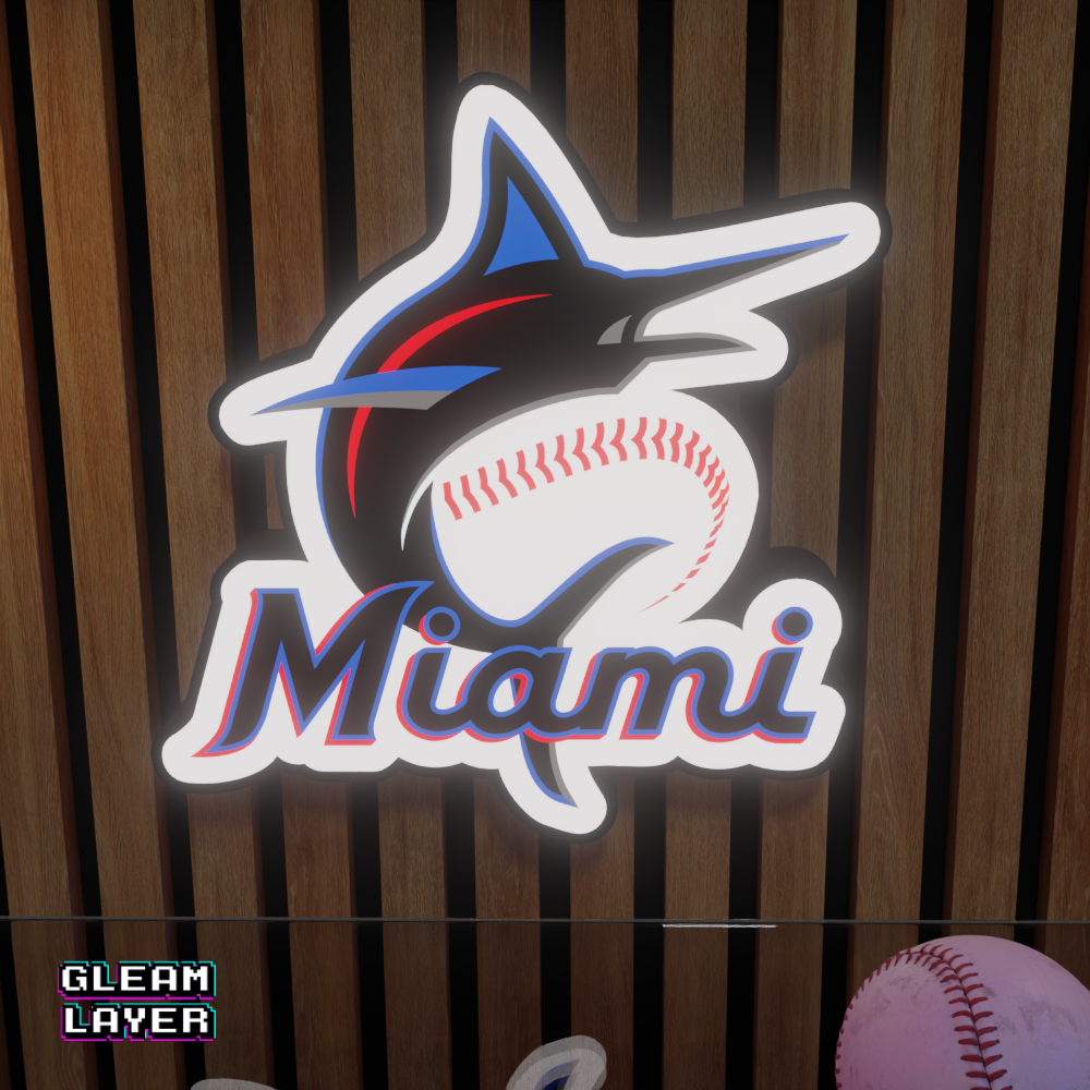 Miami Marlins Led Light Box MLB Sports Bar Major League Baseball Wall Sign
