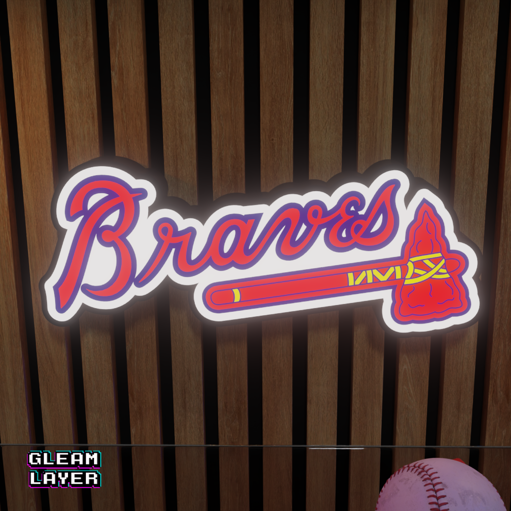 Atlanta Braves Led Light Box MLB Sports Bar Major League Baseball Wall Sign