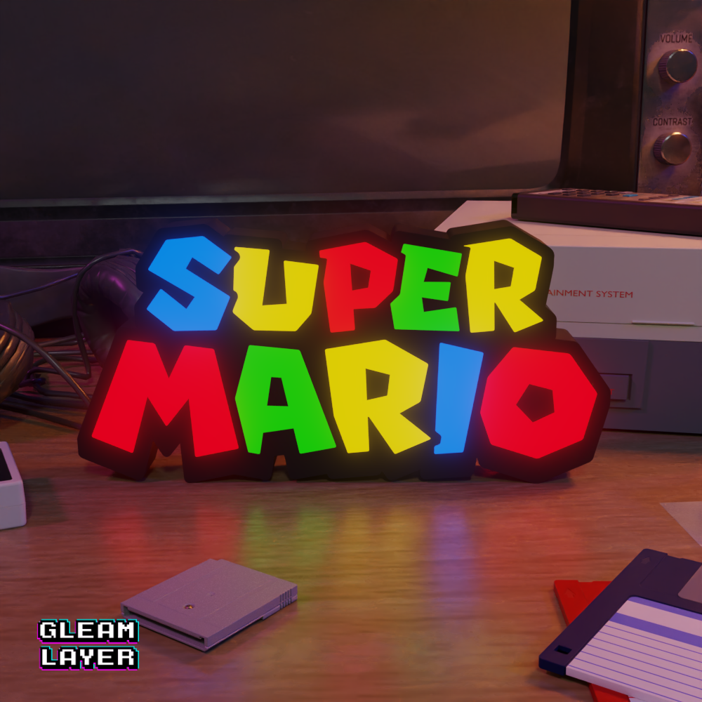 Super Mario Led Retro Logo Gaming Light Sign