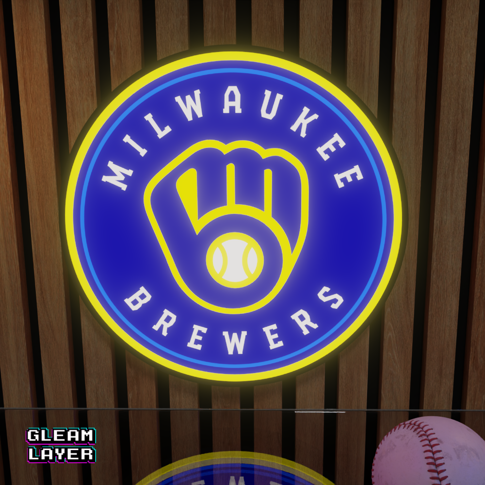 Milwaukee Brewers Led Light Box MLB Sports Bar Major League Baseball Wall Sign