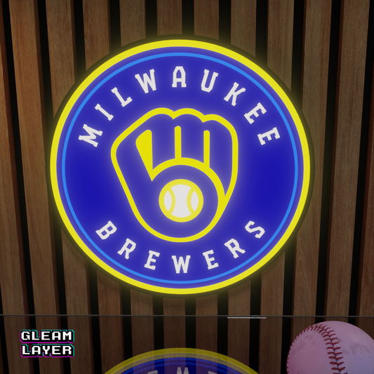 Milwaukee Brewers Led Light Box MLB Sports Bar Major League Baseball Wall Sign