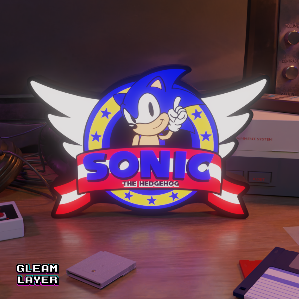 Sonic The hedgehog Retro Logo Led Gaming Light Sign
