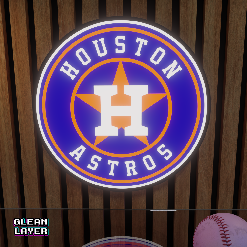 Houston Astros Led Light Box MLB Sports Bar Major League Baseball Wall Sign