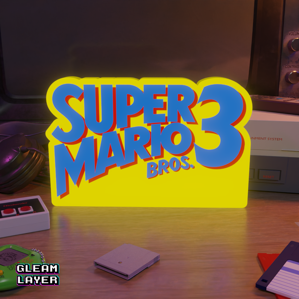 Super Mario Bros 3 Led Retro Logo Gaming Light Sign