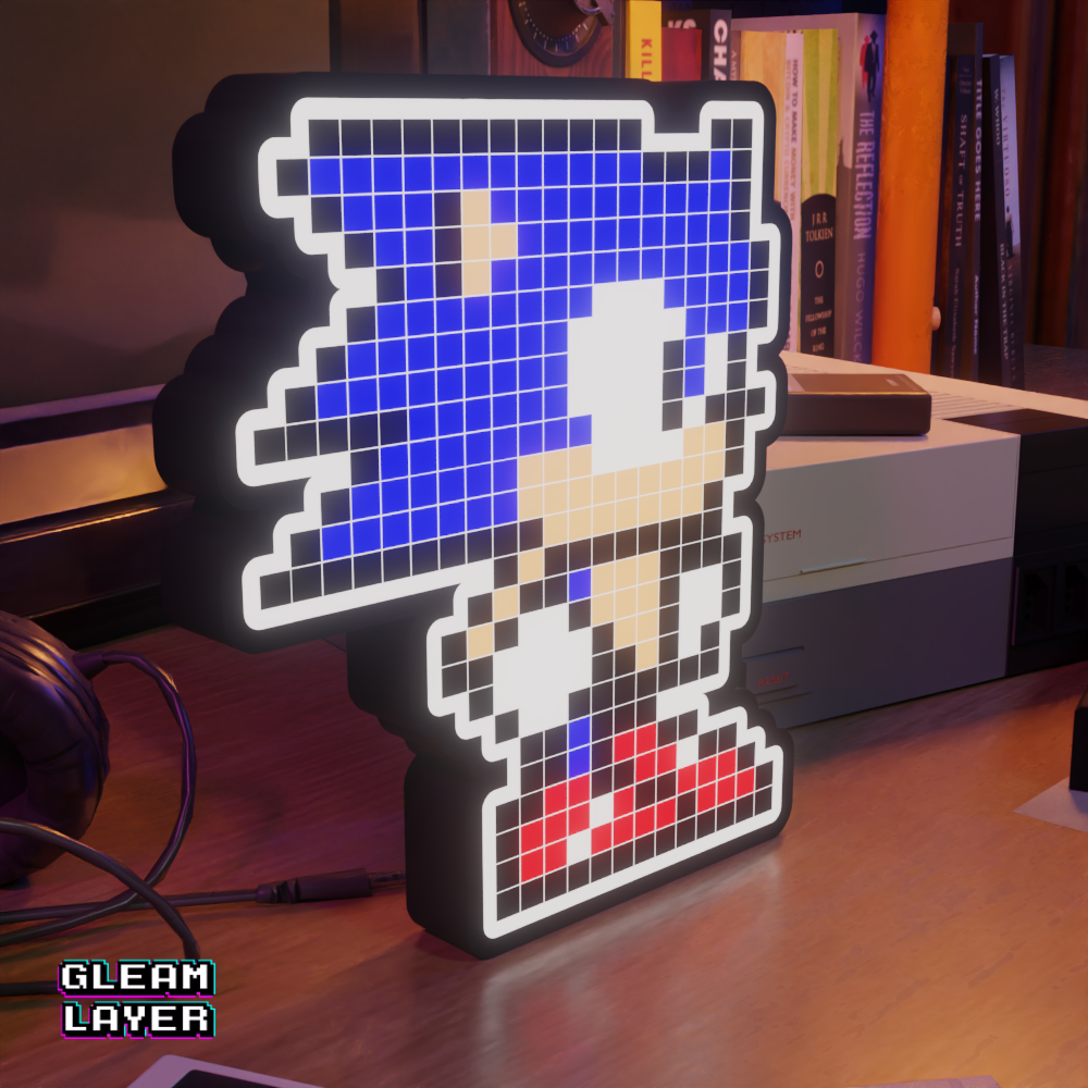 Sonic The Hedgehog 8-bit Pixel Led Lightbox Pixel Art Light