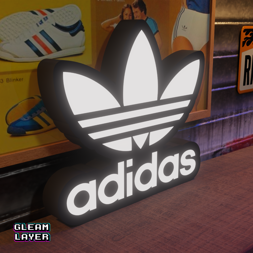 Adidas Vintage Logo Led Lightbox Rgb Light Sign