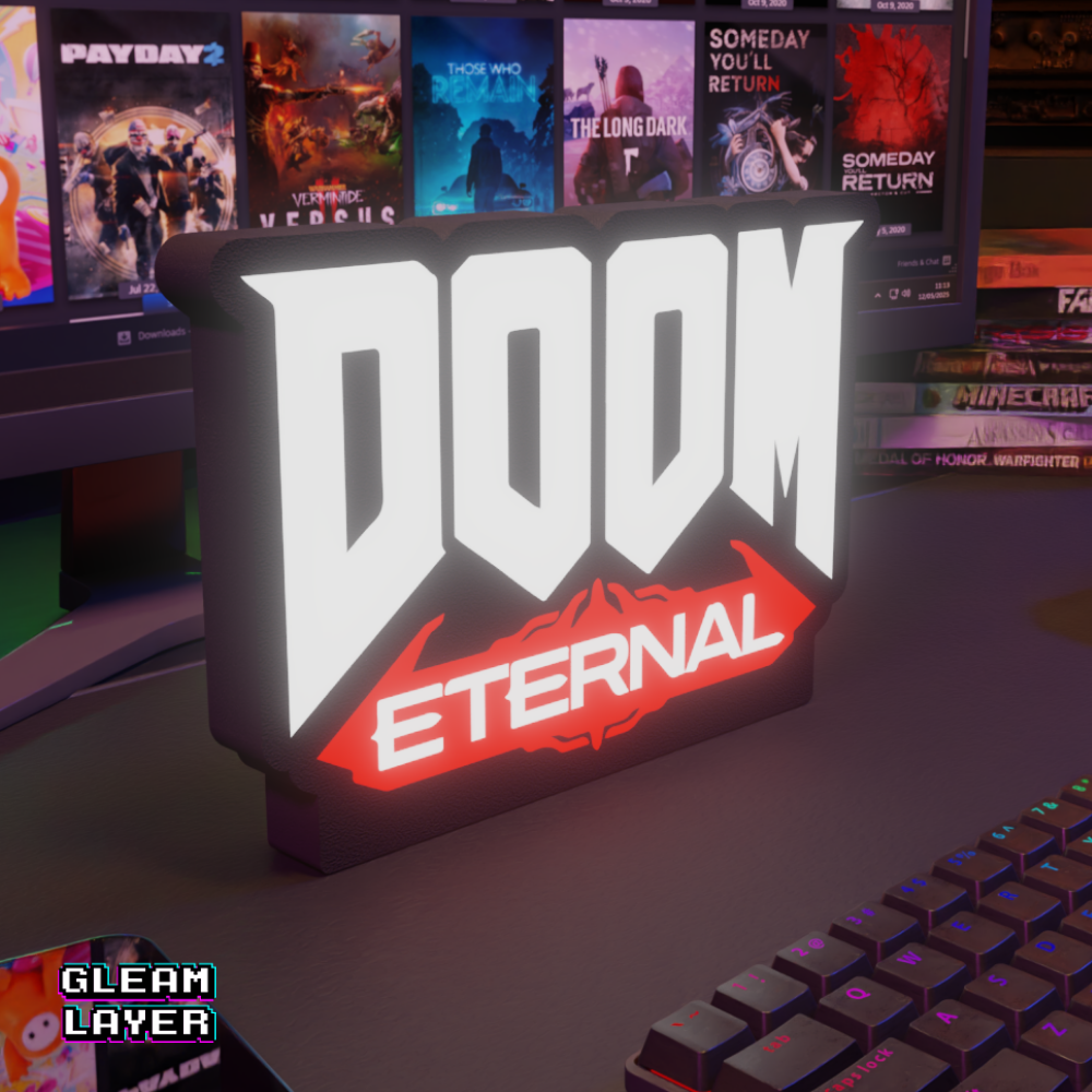 Doom Eternal Logo Led Gaming RGB Light Sign