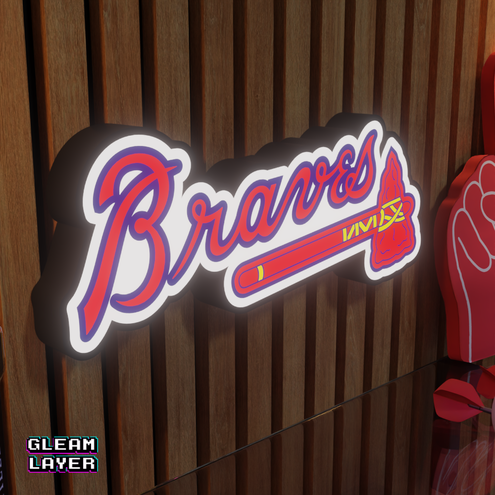 Atlanta Braves Led Light Box MLB Sports Bar Major League Baseball Wall Sign