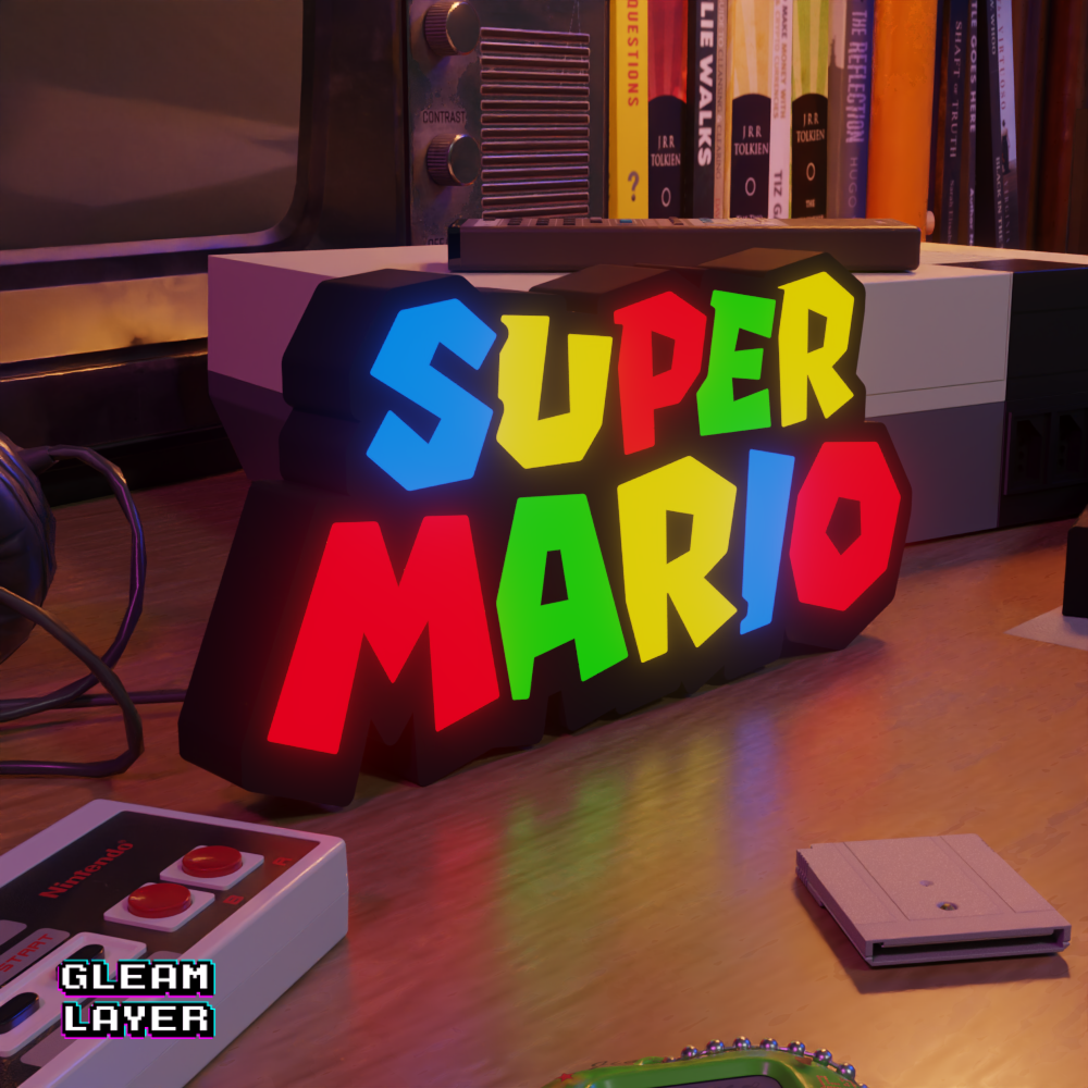 Super Mario Led Retro Logo Gaming Light Sign