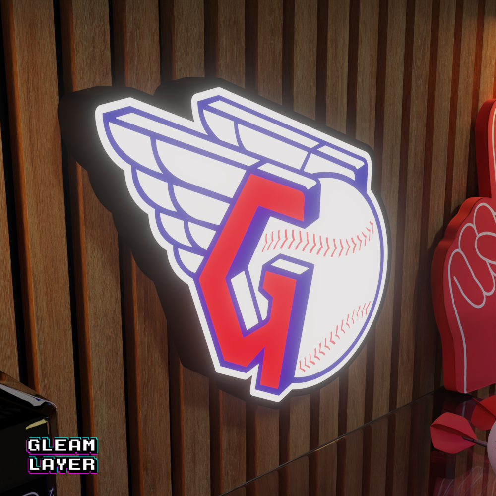 Cleveland Guardians Led Light Box MLB Sports Bar Major League Baseball Wall Sign