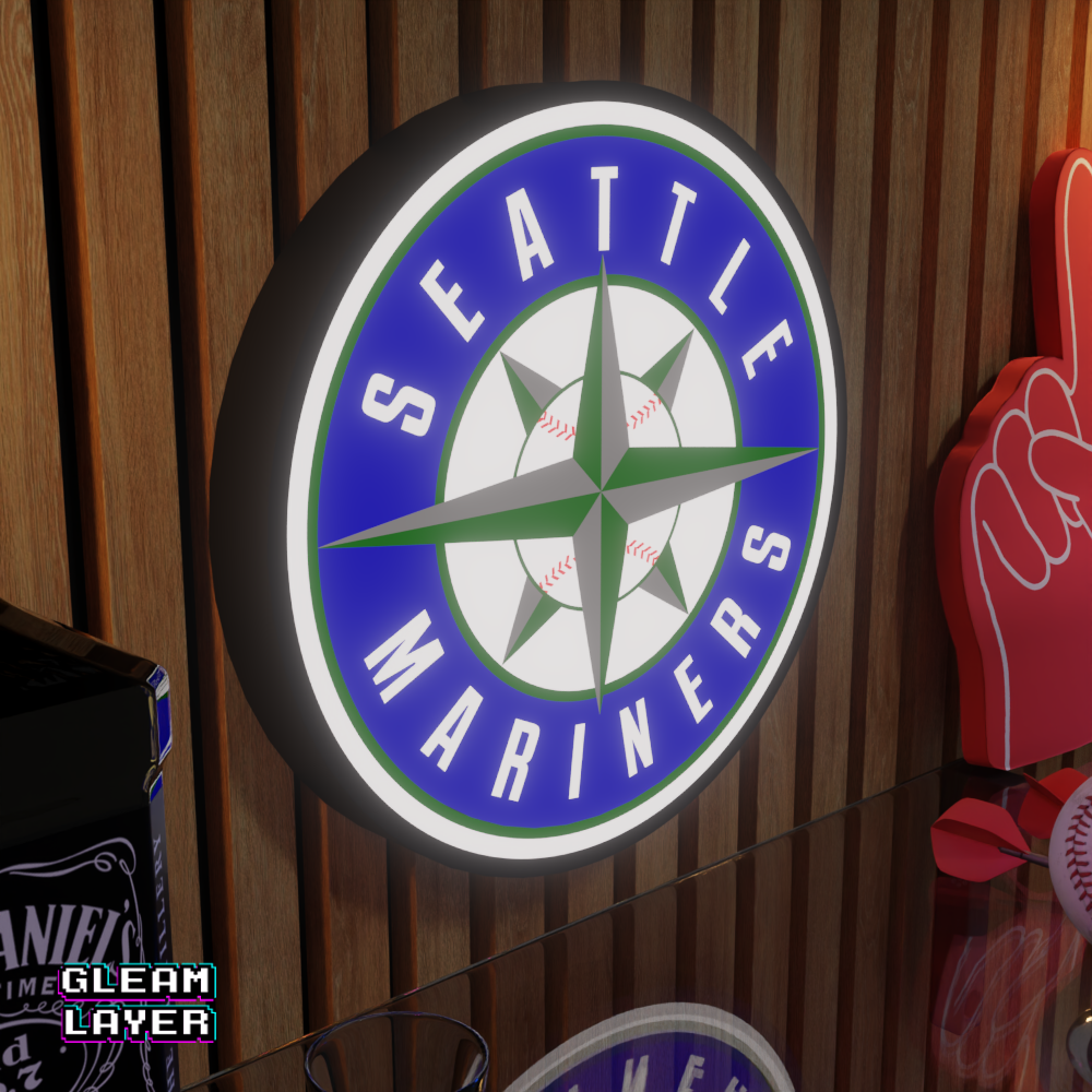 Seattle Mariners Led Light Box MLB Sports Bar Major League Baseball Wall Sign