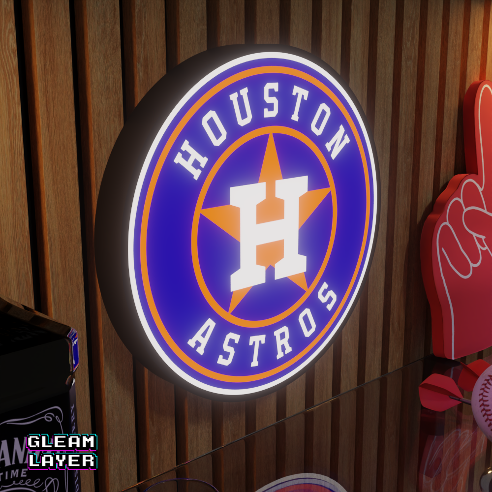 Houston Astros Led Light Box MLB Sports Bar Major League Baseball Wall Sign