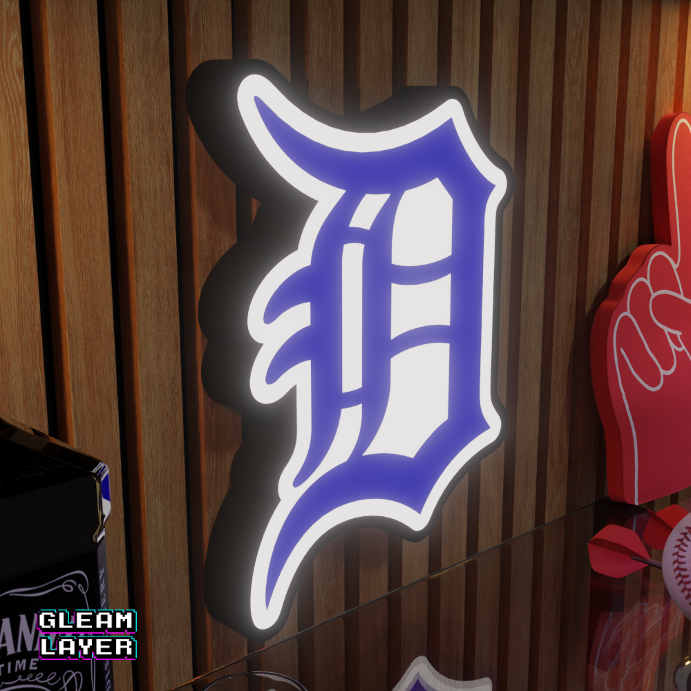 Detroit Tigers Led Light Box MLB Sports Bar Major League Baseball Wall Sign