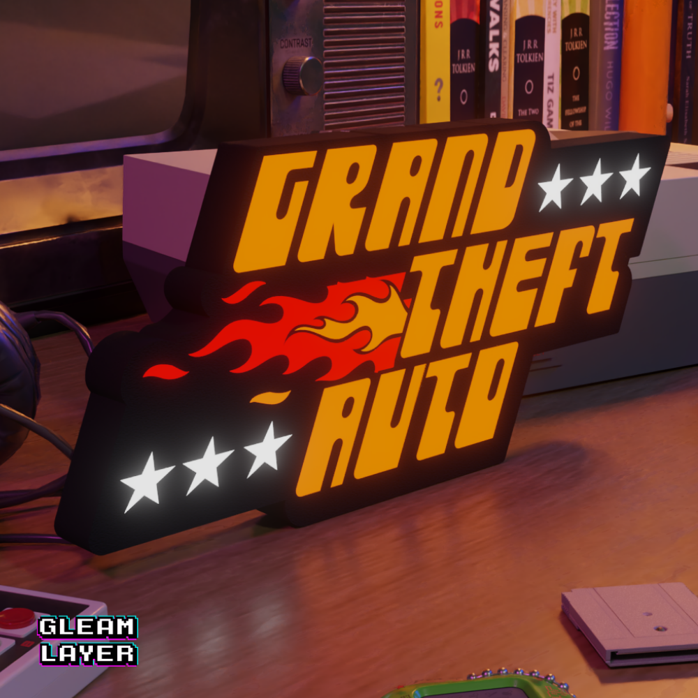 GTA Grand Theft Auto 1997 Logo Led Retro Gaming Light Sign