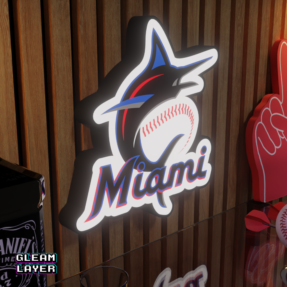 Miami Marlins Led Light Box MLB Sports Bar Major League Baseball Wall Sign