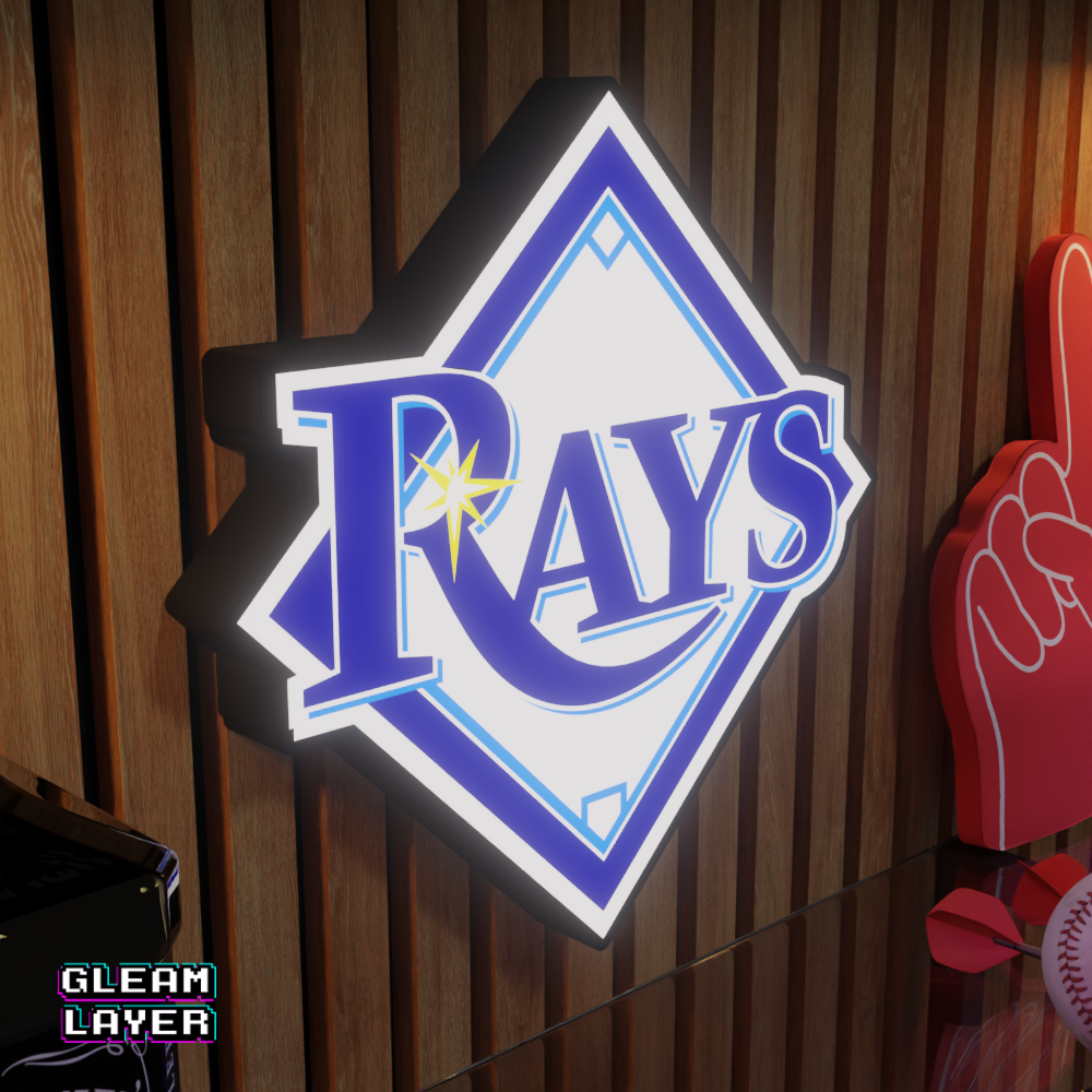 Tampa Bay Rays Led Light Box MLB Sports Bar Major League Baseball Wall Sign