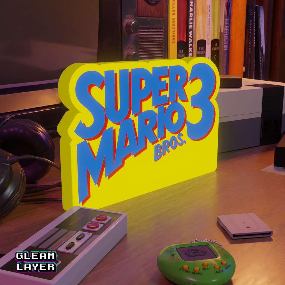 Super Mario Bros 3 Led Retro Logo Gaming Light Sign