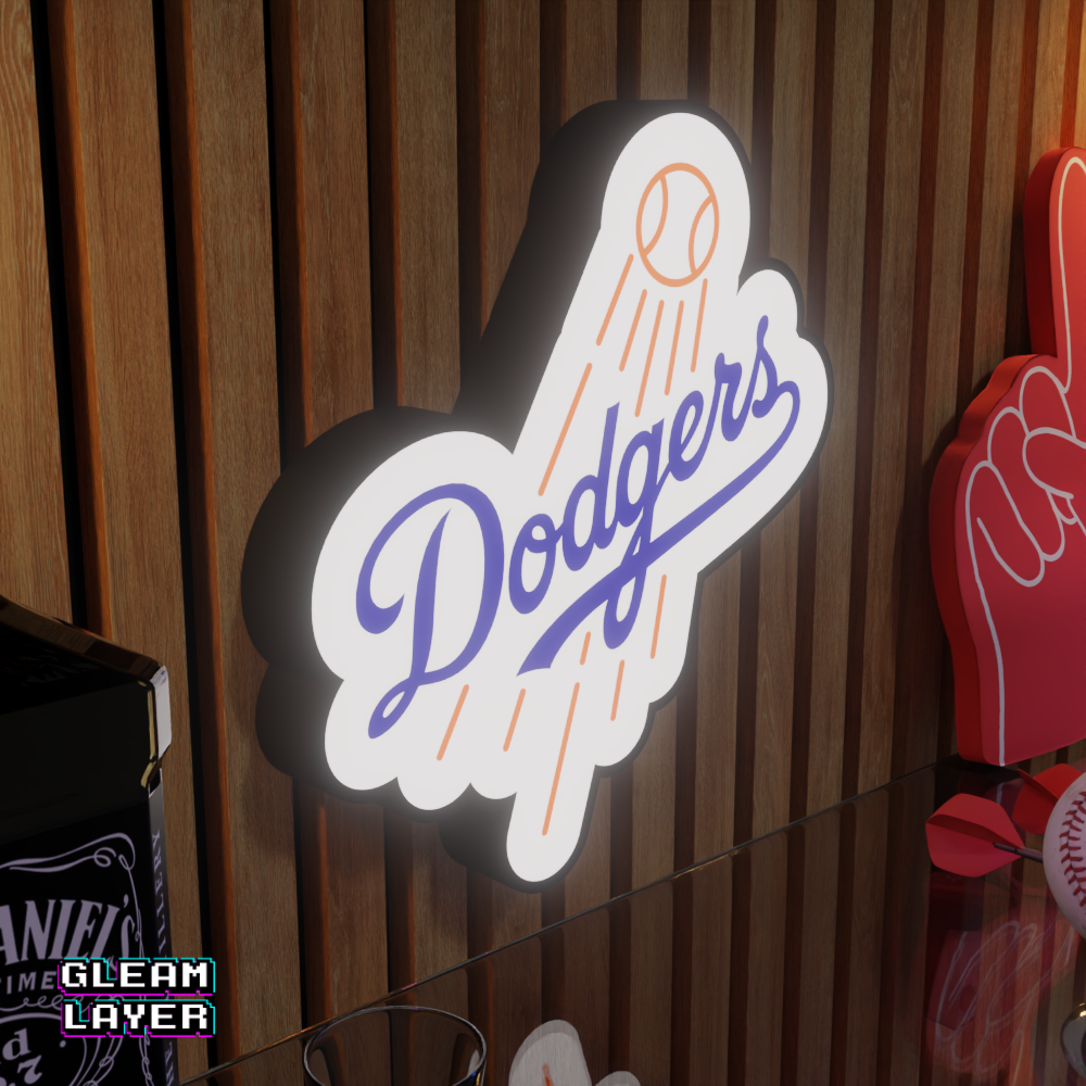 Los Angeles Dodgers 1 Led Light Box MLB Sports Bar Major League Baseball Wall Sign