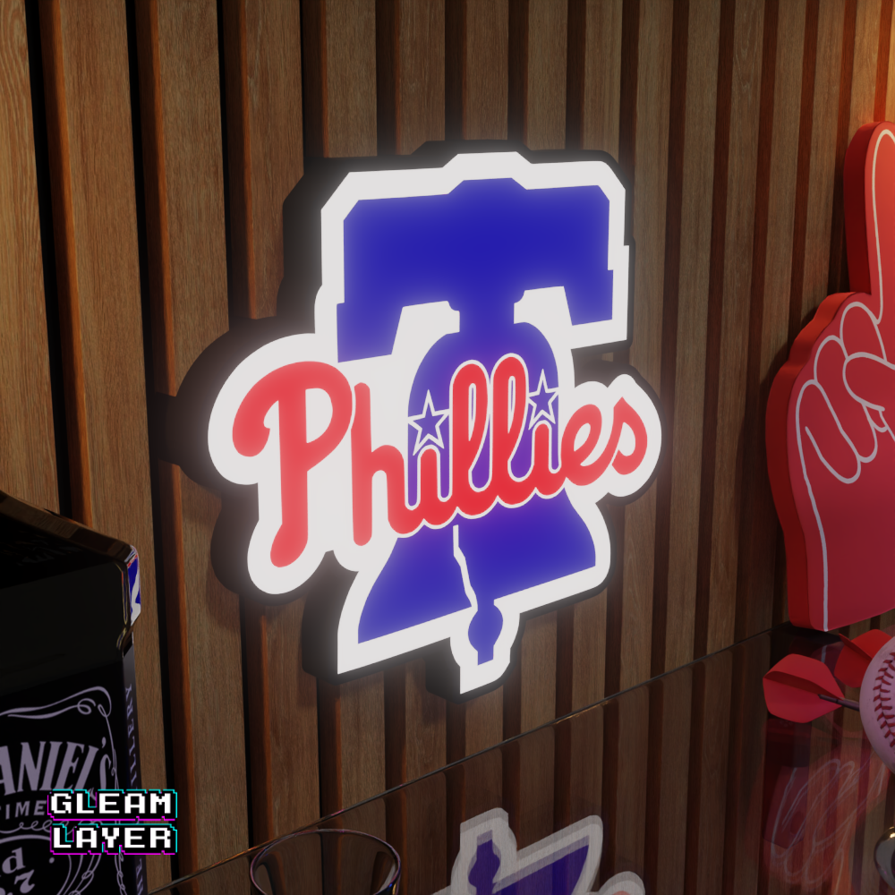 Philadelphia Phillies Led Light Box MLB Sports Bar Major League Baseball Wall Sign