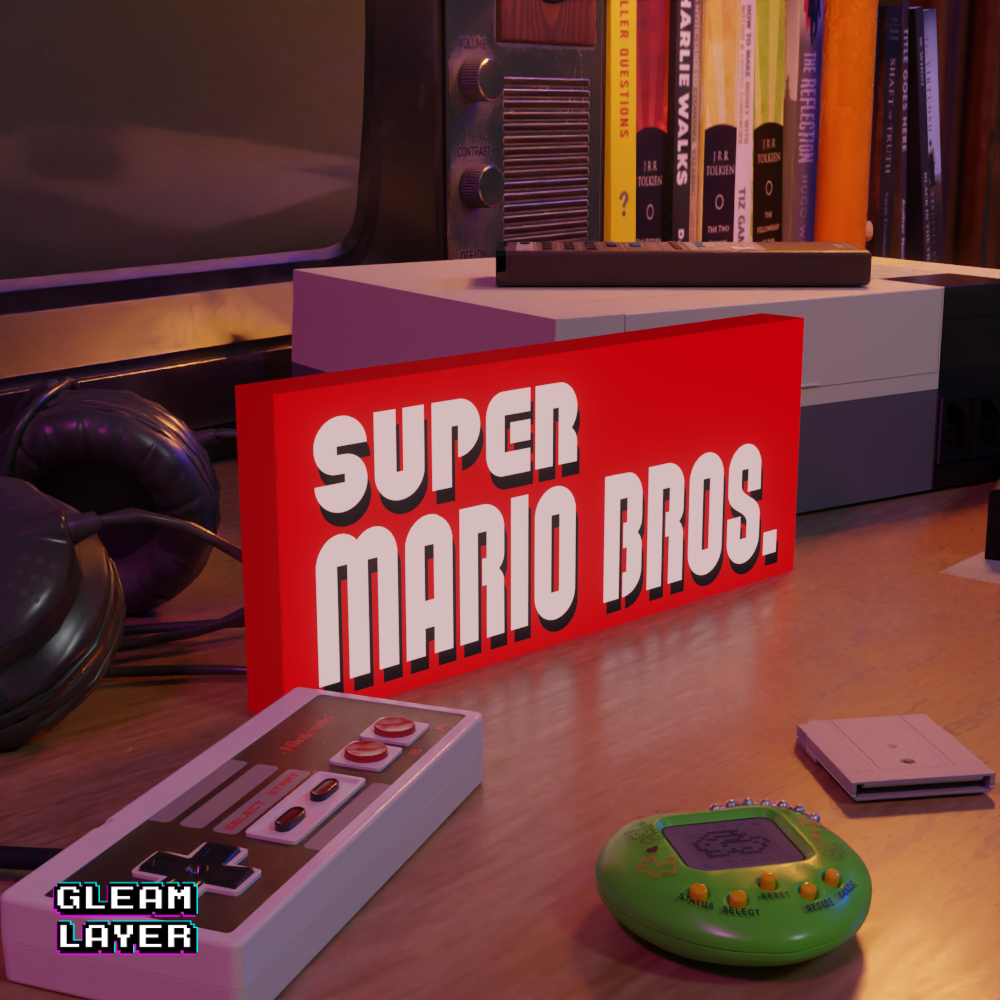 Super Mario Bros Led Retro Logo Gaming Light Sign