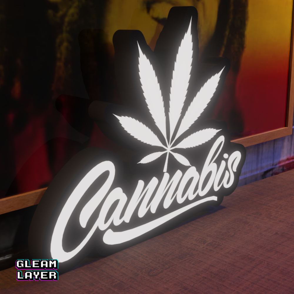 Cannabis Leaf Lightbox Rgb Sign for Stoners, Weed Room, Led 420 Decor