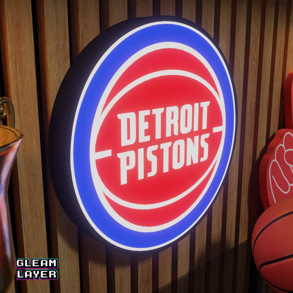Detroit Pistons Led Light Box NBA Sports Bar Light Display Wall Sign