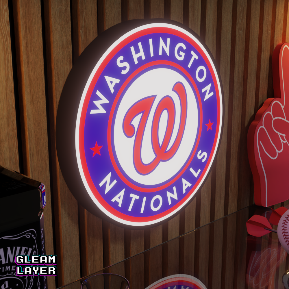 Washington Nationals Led Light Box MLB Sports Bar Major League Baseball Wall Sign
