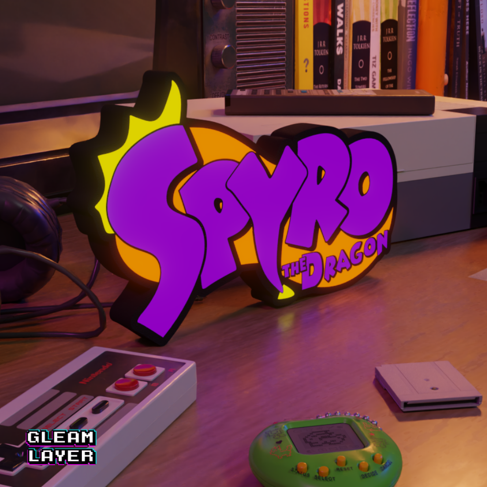 Spyro The Dragon Led Retro Logo Gaming Light Sign