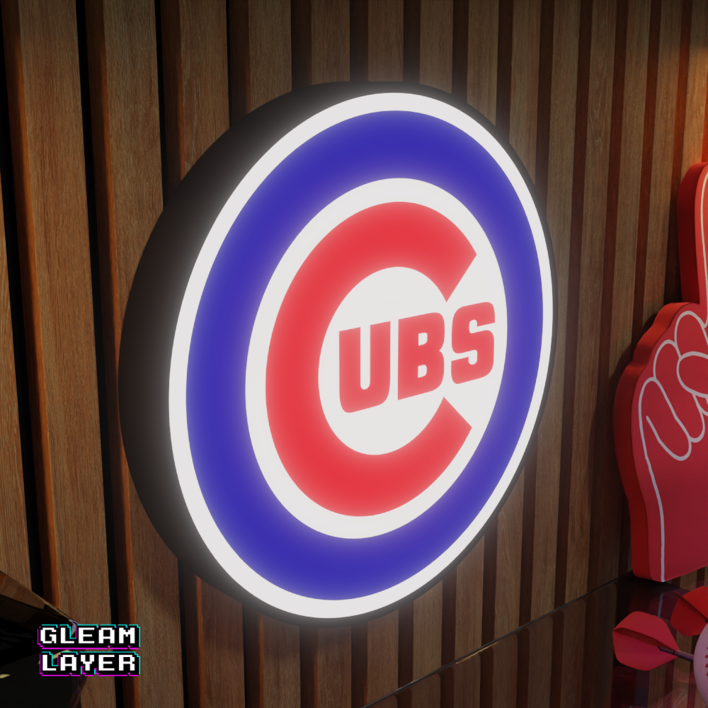 Chicago Cubs Led Light Box MLB Sports Bar Major League Baseball Wall Sign