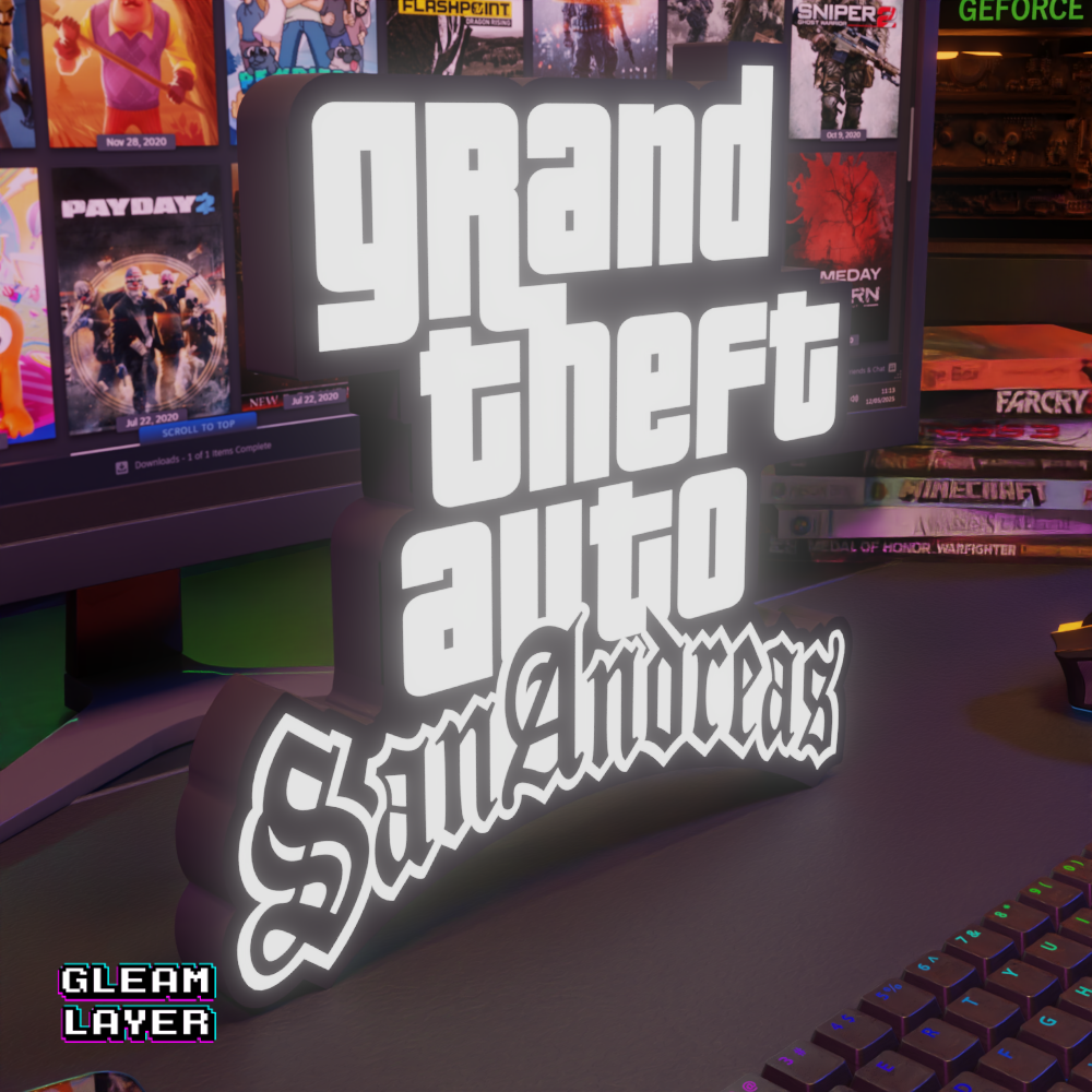 GTA San Andreas Logo Grand Theft Auto Led Gaming Light Sign