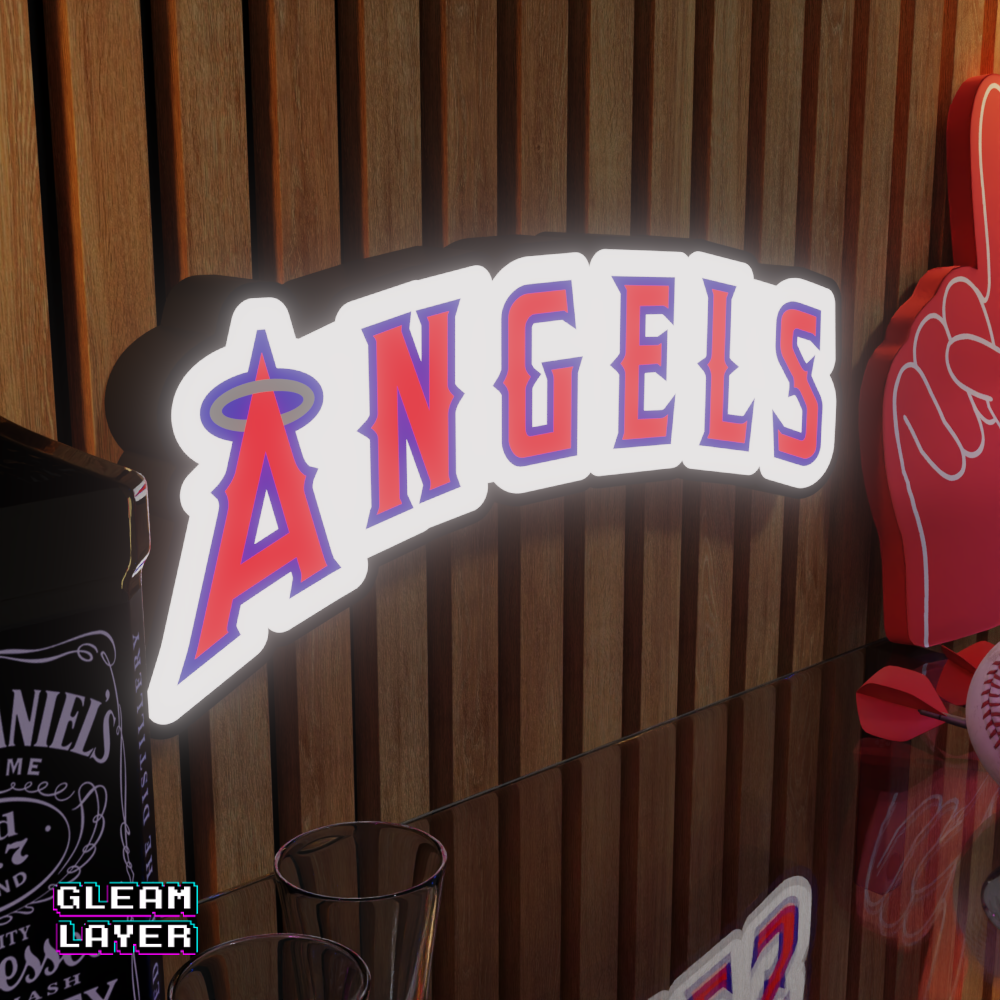 LA Angels Led Light Box MLB Sports Bar Major League Baseball Wall Sign