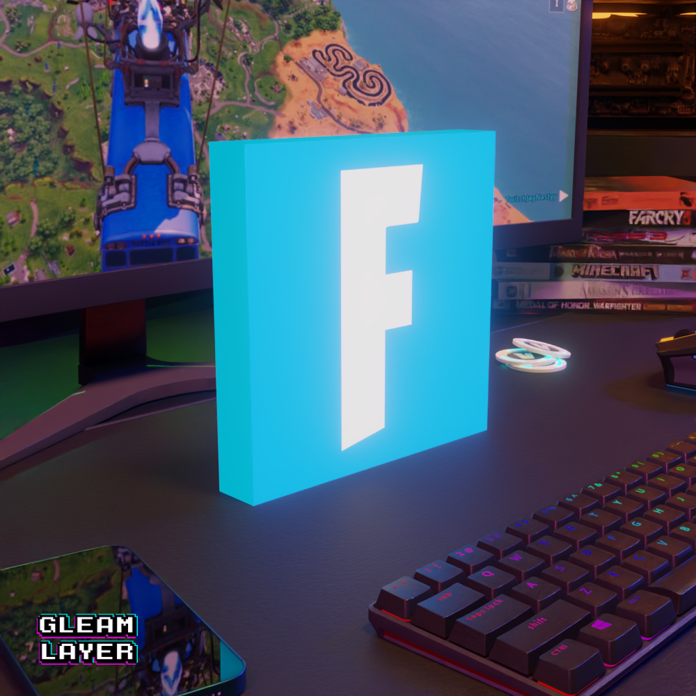 Fortnite Blue Logo Led Gaming Light Sign