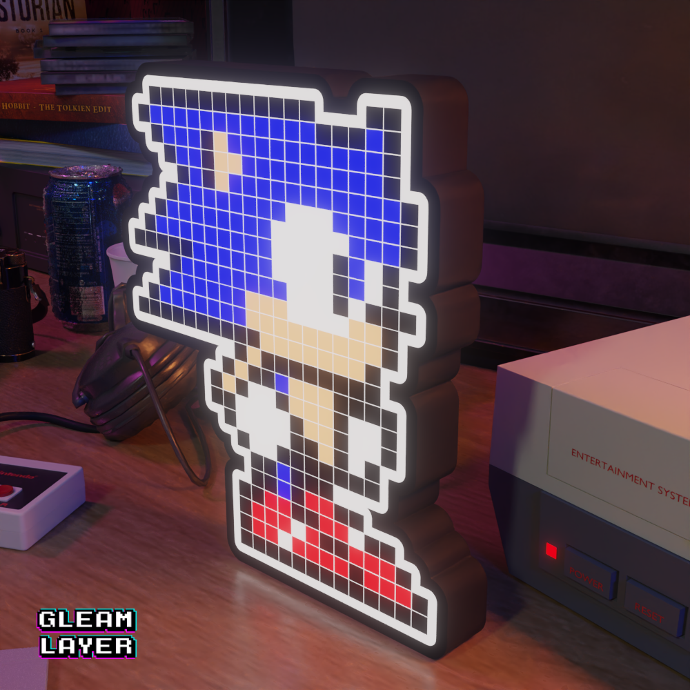 Sonic The Hedgehog 8-bit Pixel Led Lightbox Pixel Art Light