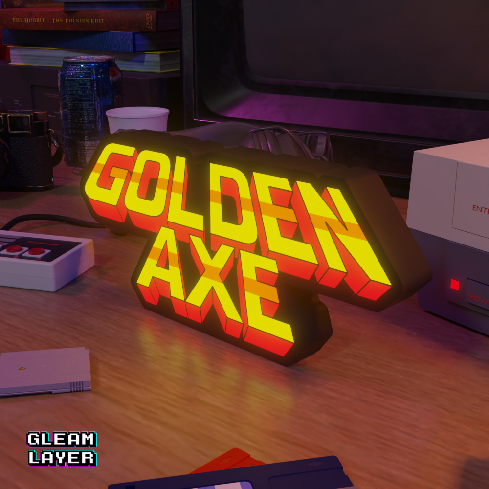 Golden Axe Retro Game Sign Led Gaming Lightbox RGB Lamp