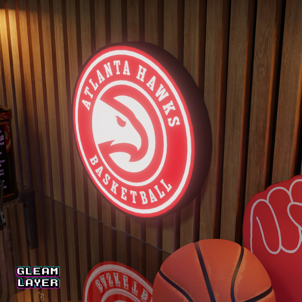 Atlanta Hawks Led Light Box NBA Sports Bar Light Display Wall Sign