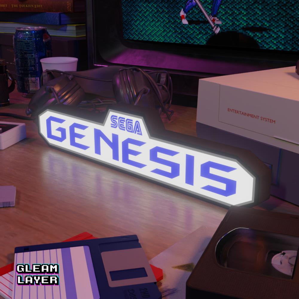 Sega Genesis Logo Retro Gaming Lightbox Led Light Sign