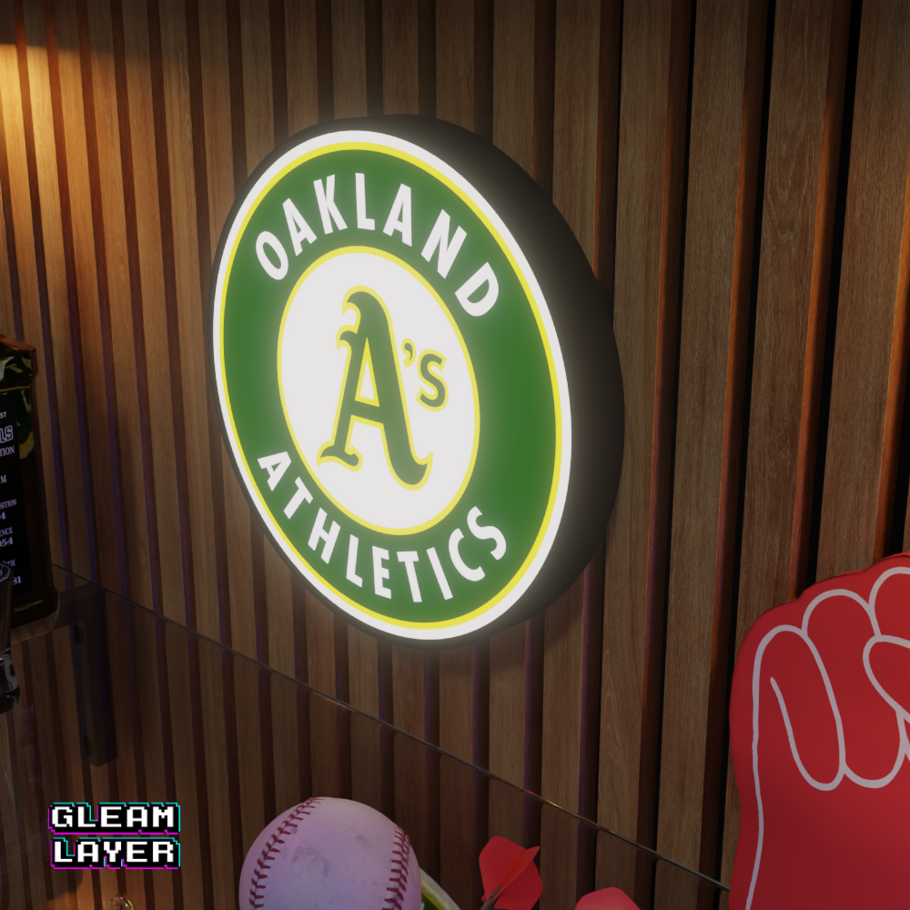 Oakland Athletics Led Light Box MLB Sports Bar Major League Baseball Wall Sign