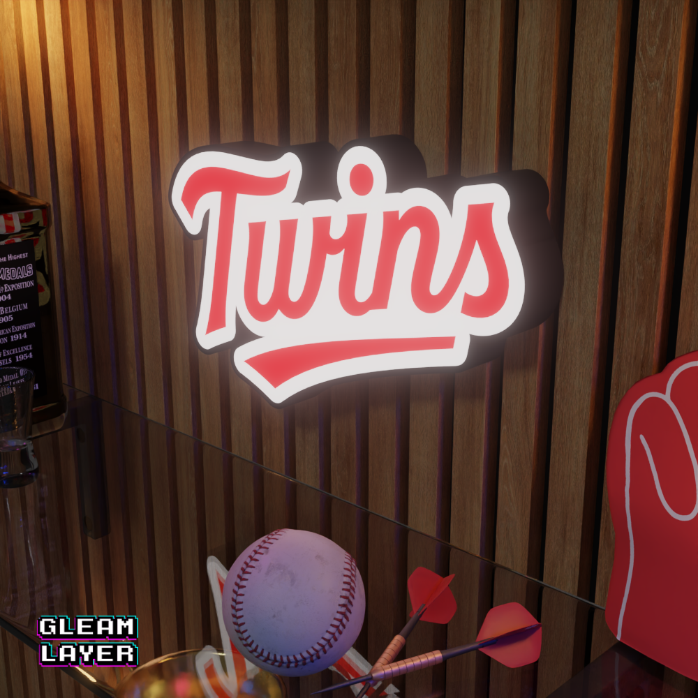 Minnesota Twins Led Light Box MLB Sports Bar Major League Baseball Wall Sign