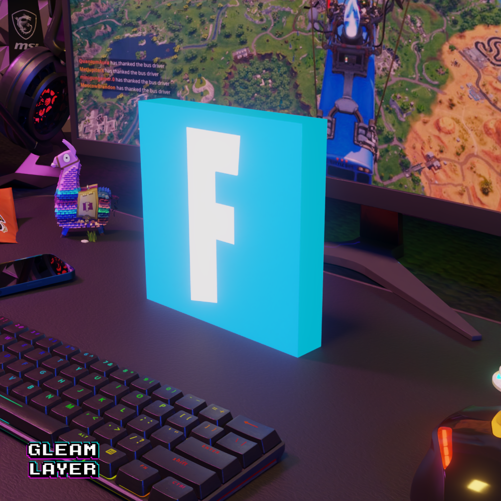 Fortnite Blue Logo Led Gaming Light Sign
