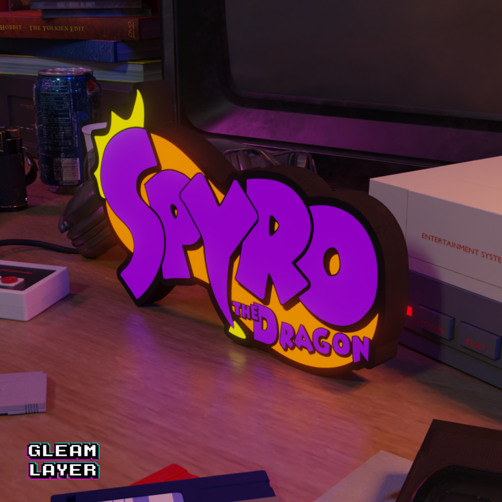 Spyro The Dragon Led Retro Logo Gaming Light Sign