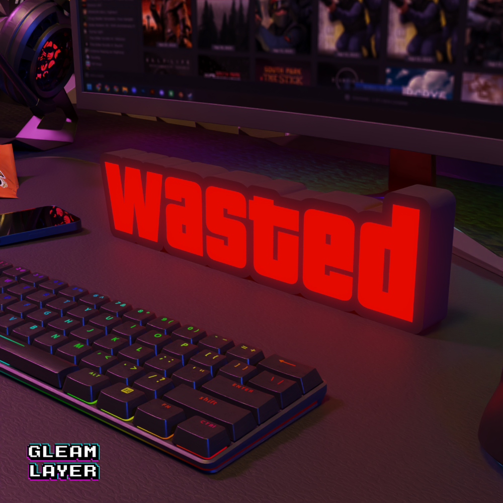 Wasted GTA Grand Theft Auto Led Gaming Light Sign