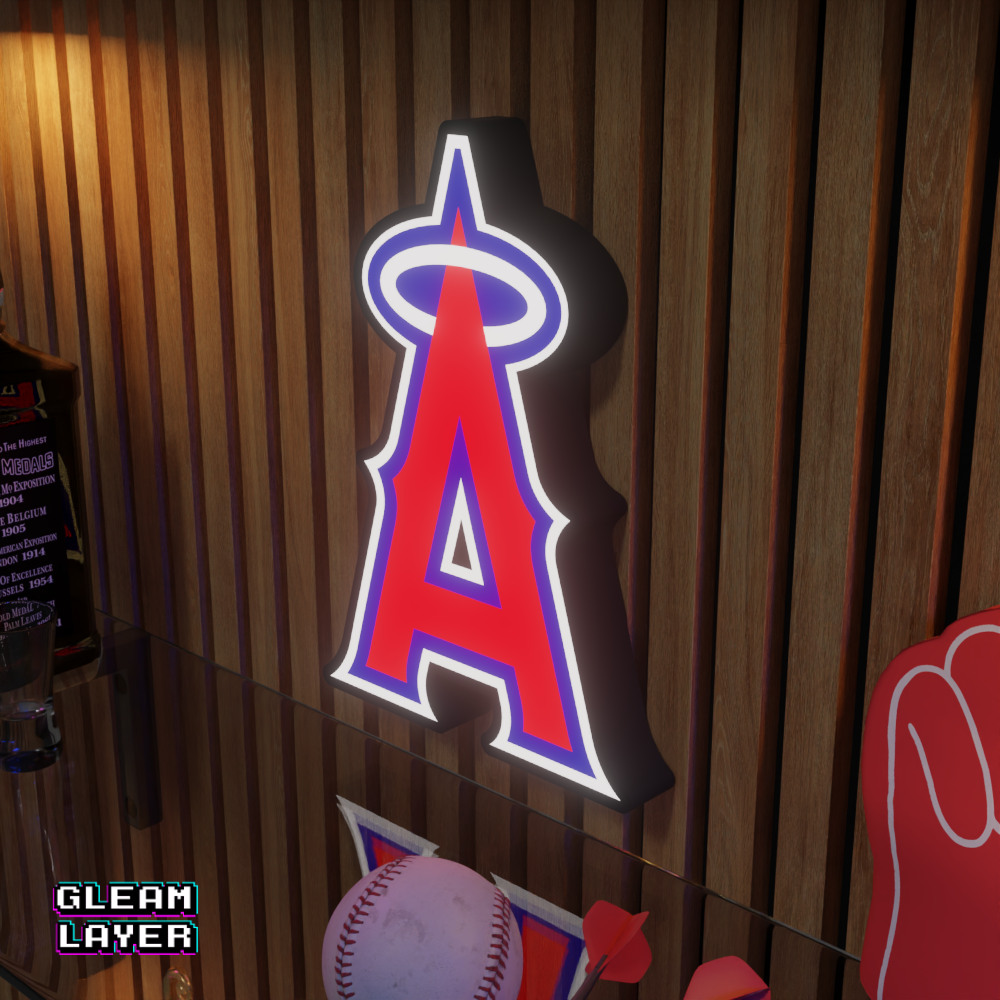 Los Angeles Angels Led Light Box MLB Sports Bar Major League Baseball Wall Sign