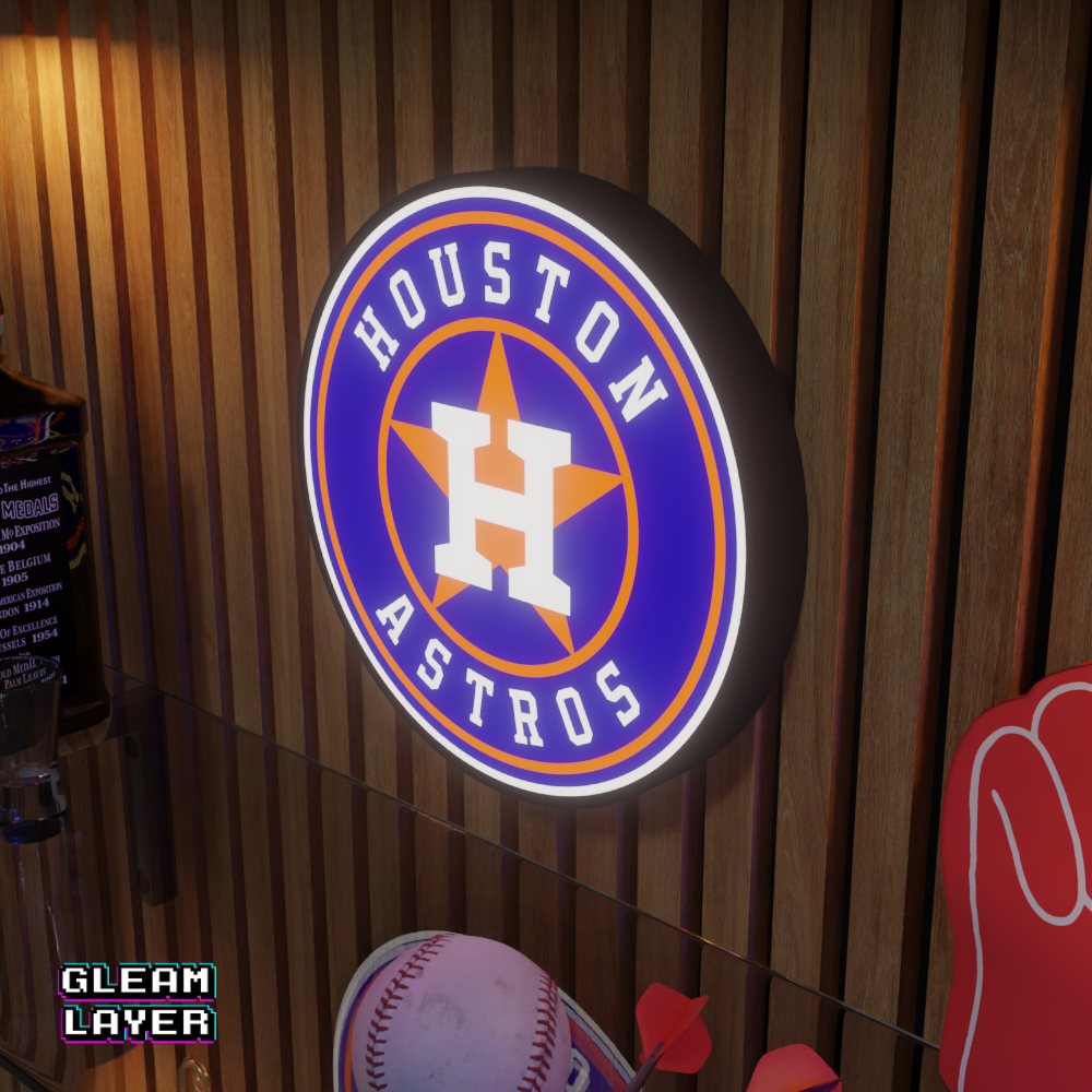 Houston Astros Led Light Box MLB Sports Bar Major League Baseball Wall Sign